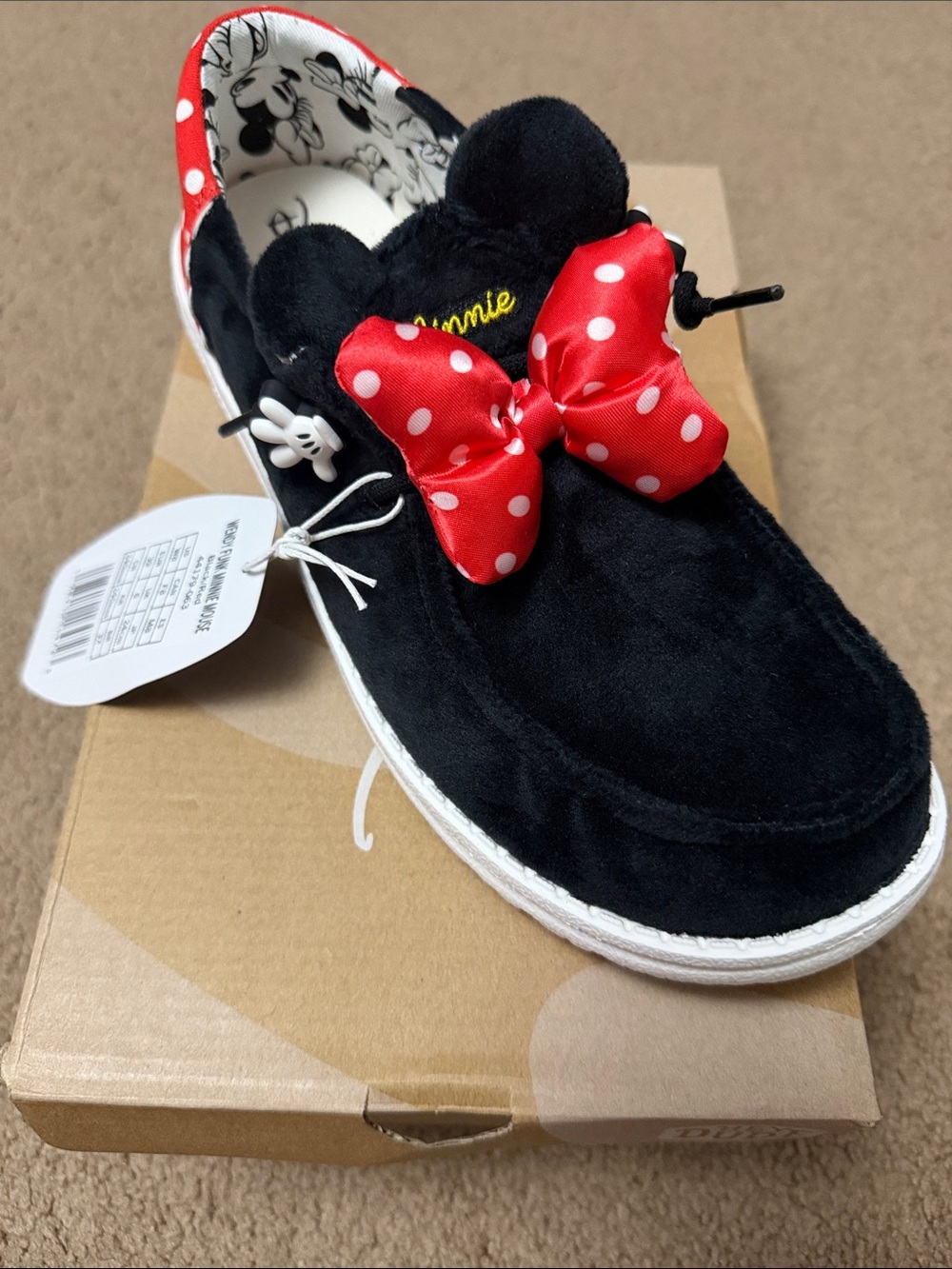 Hey Dude Wendy Funk Minnie Mouse with Red Polka Dot Bow (w8)